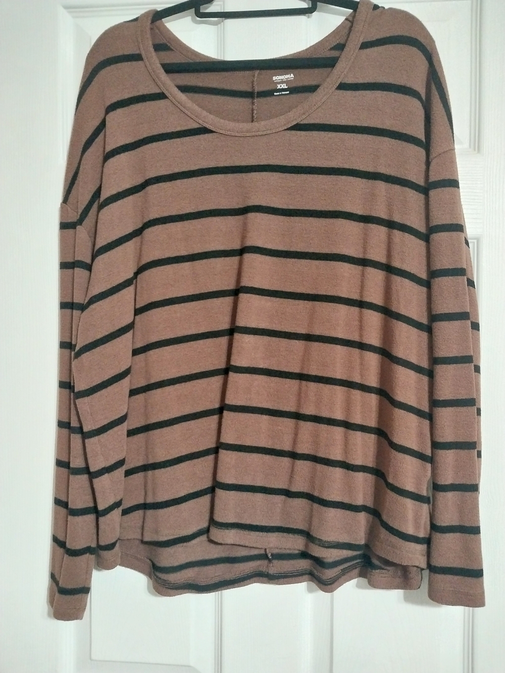 Women's Long Sleeve Striped Tee - Brown/Black by Sonoma